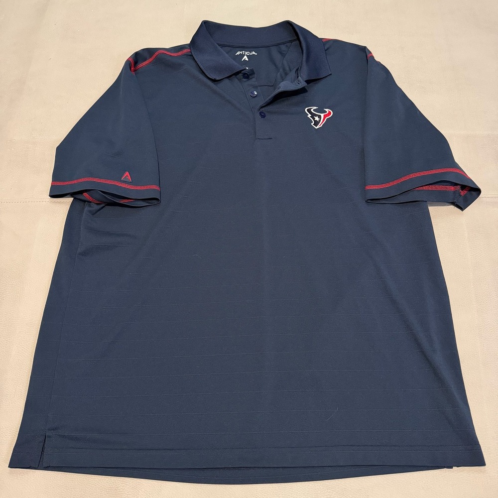 Antigua Houston Texan Astro Men XL Navy Polo Active Performance Shirt NFL-6038